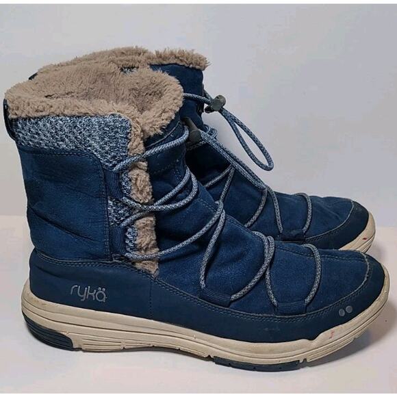 Ryka Shoes - Ryka Aubonne Navy Blue Faux Suede Boots Snow Winter Ankle Size 8 M Women's